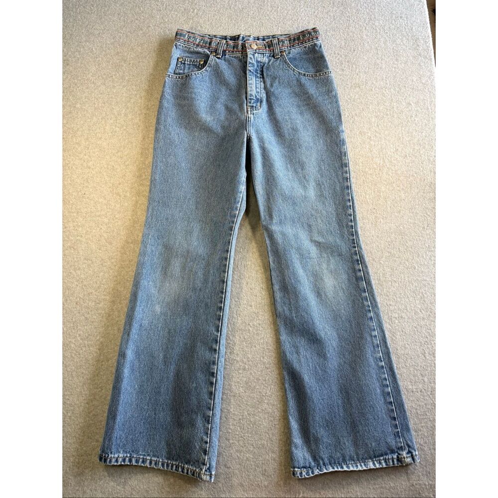 vintage B.U.M wide-leg embroidered waistband jeans girls 14